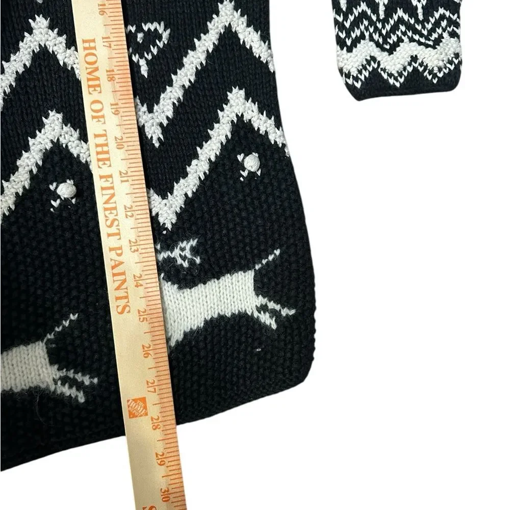 Vintage G.H. Bass Hand Knit Nordic Reindeer Sweater Womens M Ramie Cotton